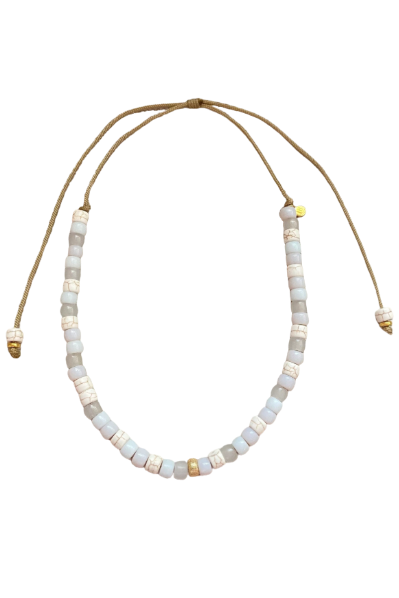 IBBEADZ, Ivory Gemstone Necklace with Stardust Spacer