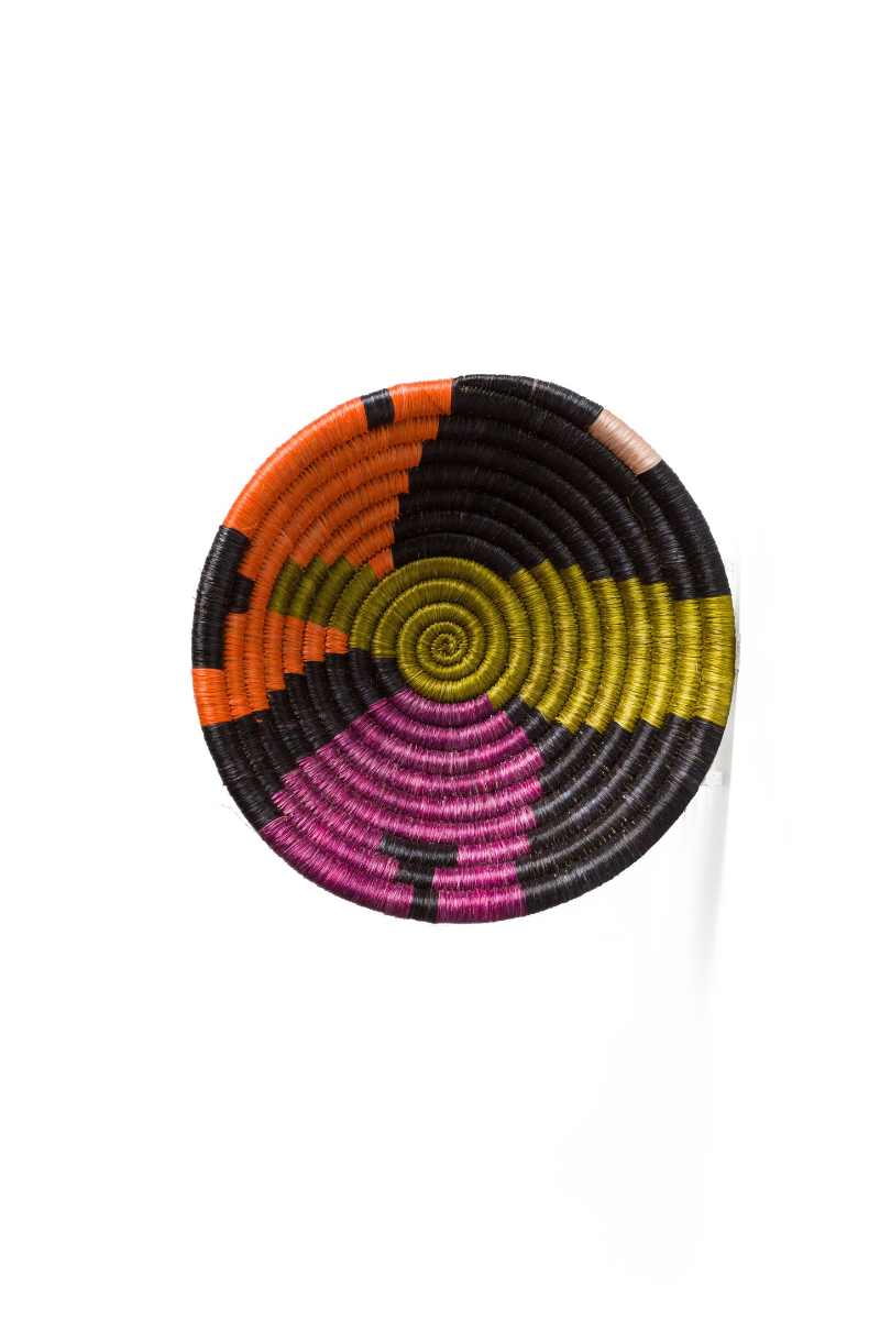 Kazi, 6" Small Abstract Black & Neon Basket