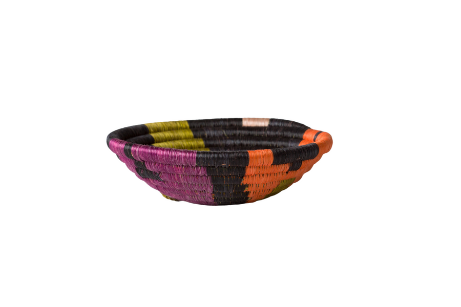 Kazi, 6" Small Abstract Black & Neon Basket