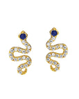TAI, Pave Snake Studs with Sapphire Blue Accent