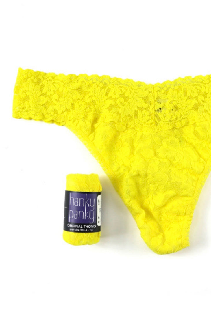 New Hanky Panky Neon Pink And Yellow Lace Thong Underwear Style