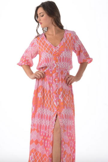 Walker & Wade, Kelsey Dress- Flamingo Ikat