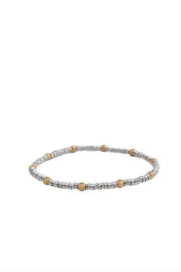 Silver Links Bracelet with Gold Ball