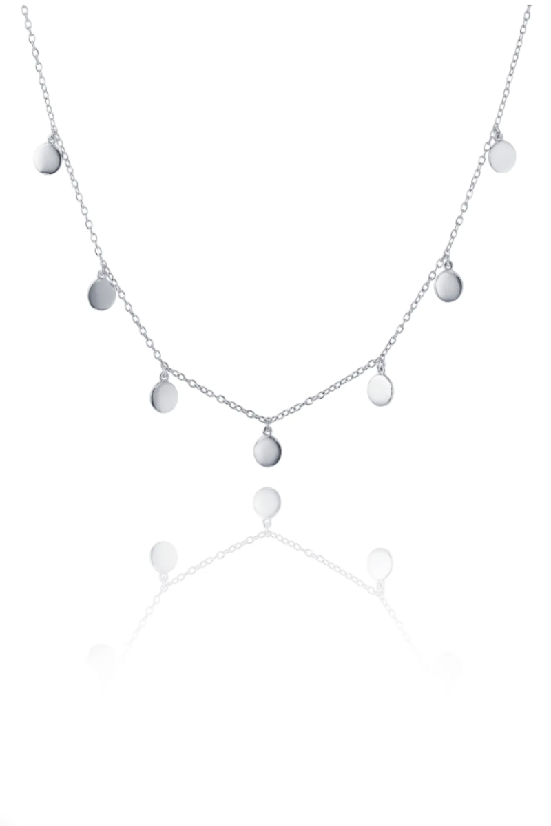 The Makery, Sterling Silver Necklace with 7 Small Discs