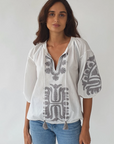 Rose and Rose, Cagnes Top- Grey/White