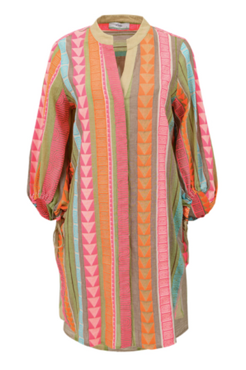 Devotion, Lasithi Dress- Multi/Neon Orange/Pink