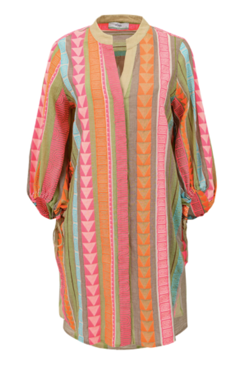 Devotion, Lasithi Dress- Multi/Neon Orange/Pink