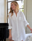 Frank & Eileen, Mary Woven Button Up Dress in Linen- White