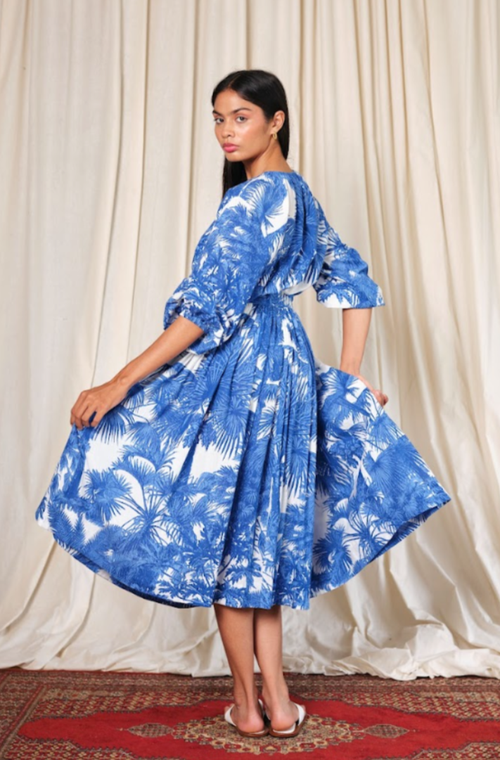 Aish, Nafisa Dress- Tropical Blue