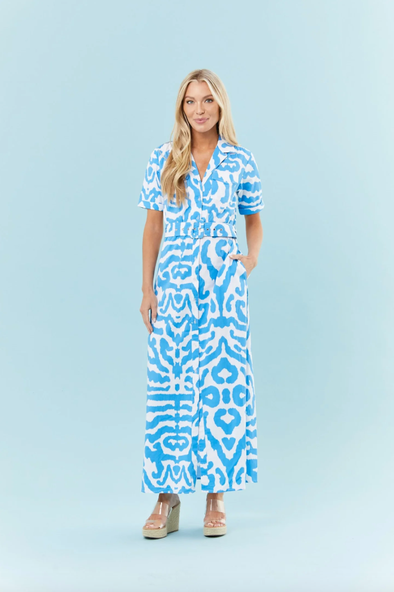 Sheridan French, Haskell Dress- Sky Blue Tiger