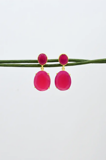 Schmuckoo, Double Pink Tourmaline Stone Stud Earrings
