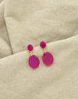Schmuckoo, Double Pink Tourmaline Stone Stud Earrings