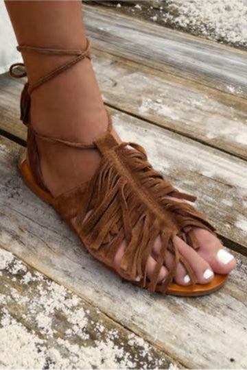 Fringe Leather Sandals