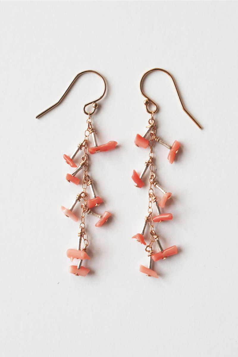 See Real Flowers, Mila Coral Earrings- Short