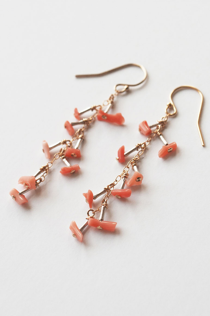 See Real Flowers, Mila Coral Earrings- Short