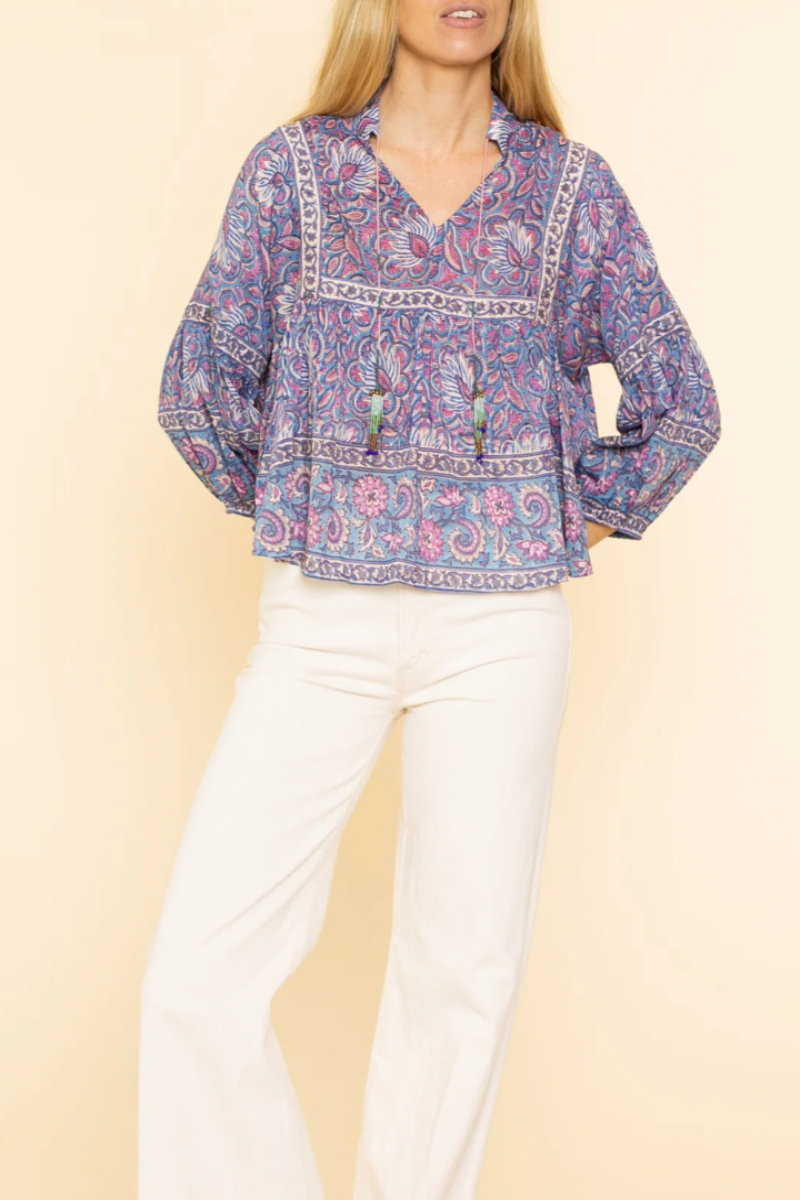 Bell, Stella Top- Purple Floral