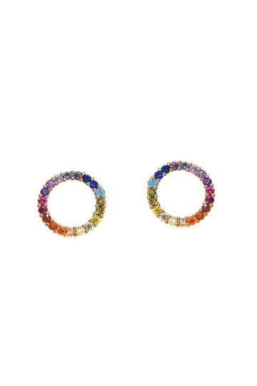 TAI, Rainbow Open Circle Stud Earrings