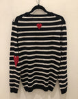 Heart Stripe Crew Sweater- Inkwell