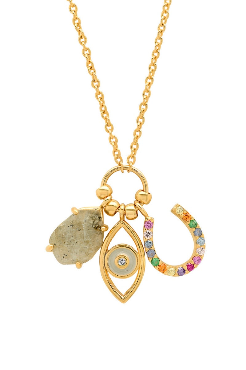 Tai, Gold Multicoloured Charm Necklace