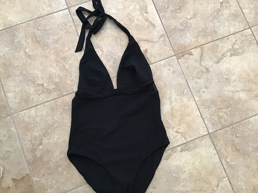 Iskka, Bathing Suit- Black with Mesh