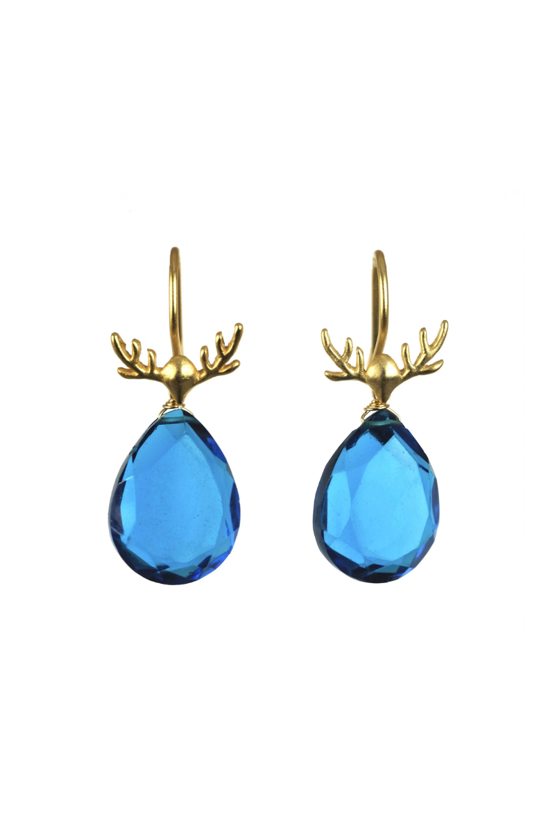Sissy Yates Designs, Antler Earrings- London Blue