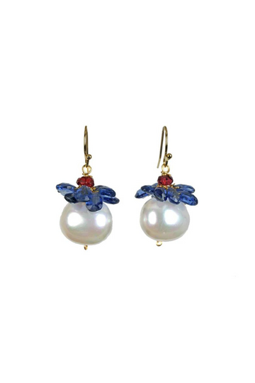 Delray Pearl Earrings- Blue Kyanite